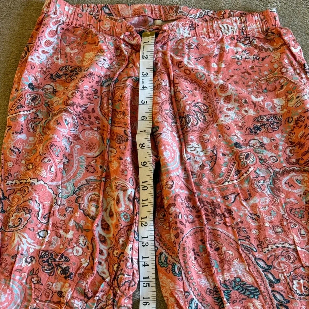 Billabong Designers Closet Pink Paisley Wide Leg Flare Pants Womens Medium - Picture 5 of 9